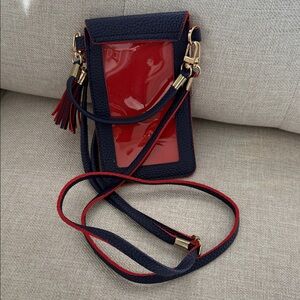 Elegant Red and Navy Crossbody Bag